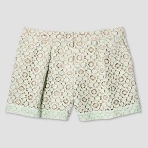 Victoria Beckham Target Green Lace Shorts 0 NWT